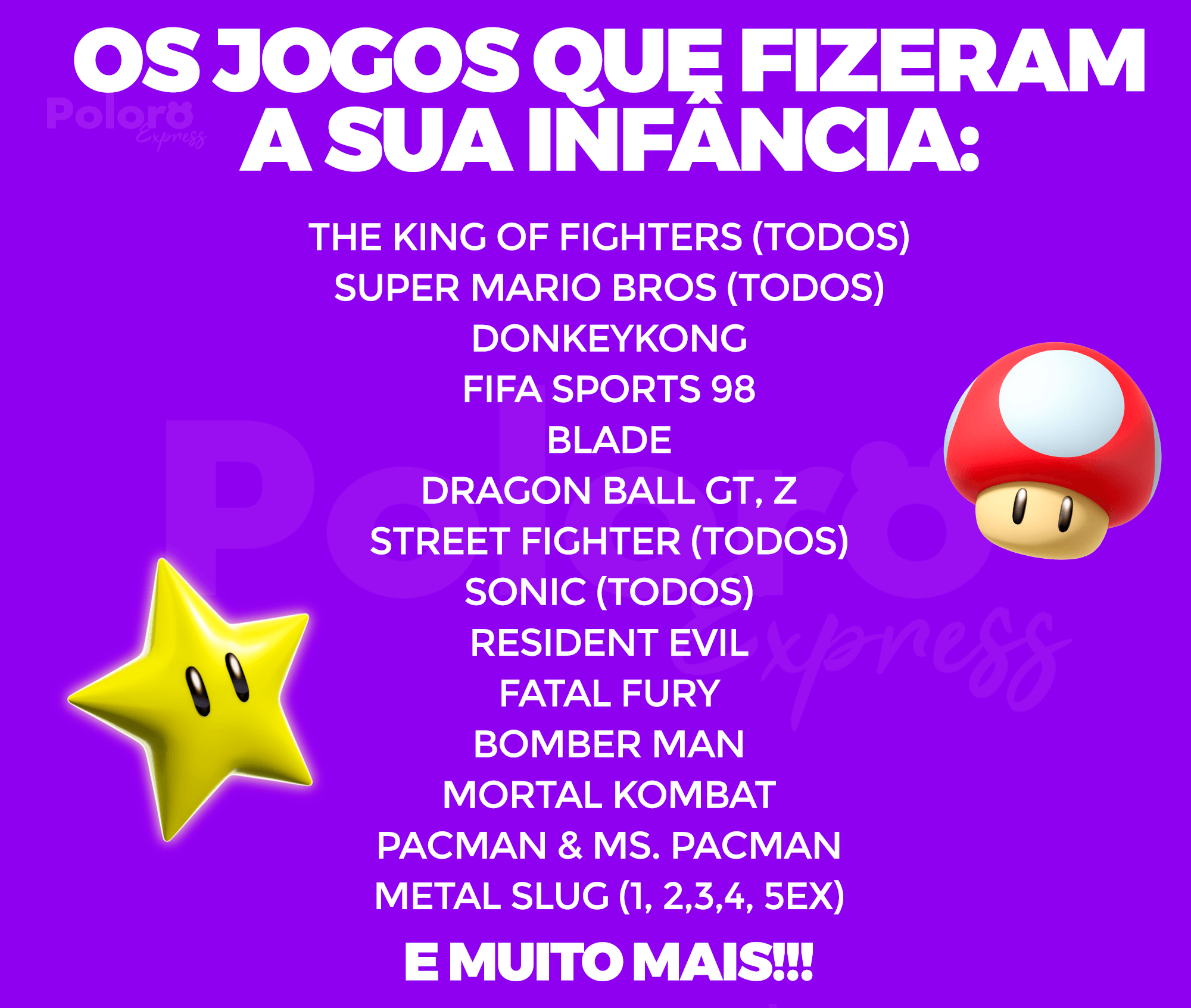 Videogame Retrô Pollo® 4000 Jogos + 2 controles de brinde (Resolução 4K Ultra HD)