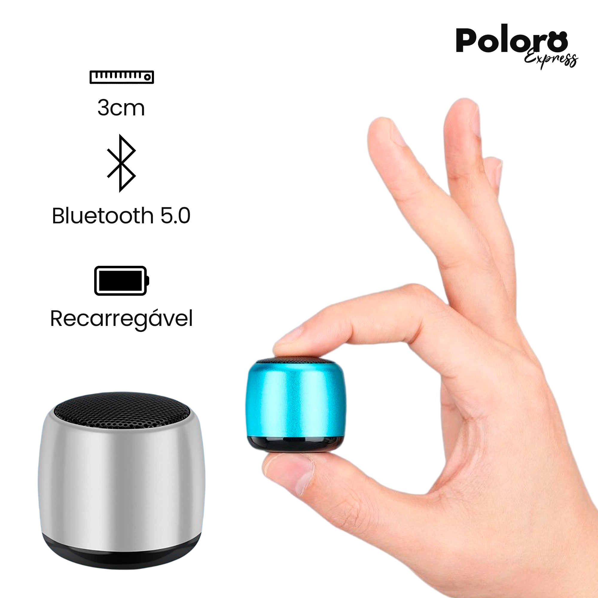 Mini Caixa de Som Bluetooth MiniTune® 3cm - Cordinha de Brinde